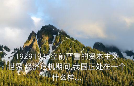 19291933空前嚴(yán)重的資本主義世界 經(jīng)濟(jì)危機期間,我國正處在一個什么樣...