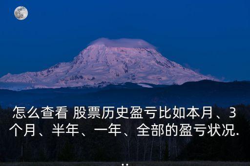 怎么查看 股票歷史盈虧比如本月、3個月、半年、一年、全部的盈虧狀況...