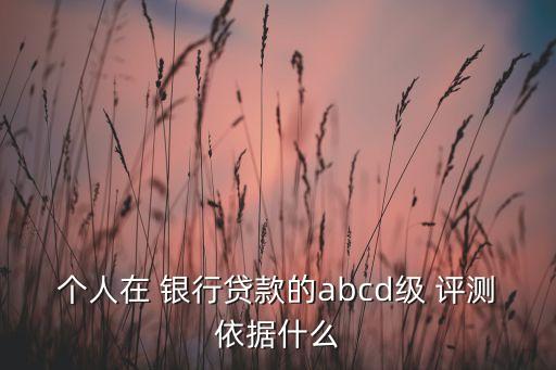 個(gè)人在 銀行貸款的abcd級(jí) 評(píng)測依據(jù)什么