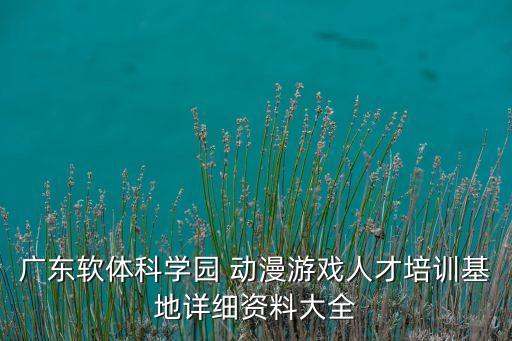 廣東軟體科學(xué)園 動漫游戲人才培訓(xùn)基地詳細資料大全