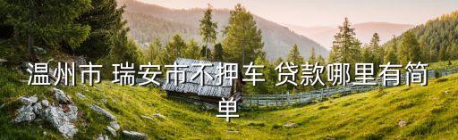 溫州市 瑞安市不押車 貸款哪里有簡(jiǎn)單