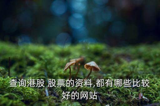 查詢港股 股票的資料,都有哪些比較好的網站