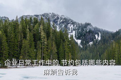 企業(yè)日常工作中的 節(jié)約包括哪些內容麻煩告訴我