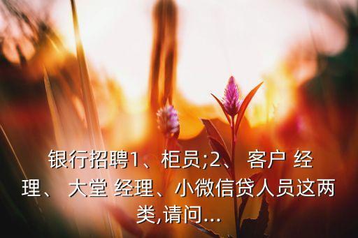  銀行招聘1、柜員;2、 客戶 經(jīng)理、 大堂 經(jīng)理、小微信貸人員這兩類,請問...