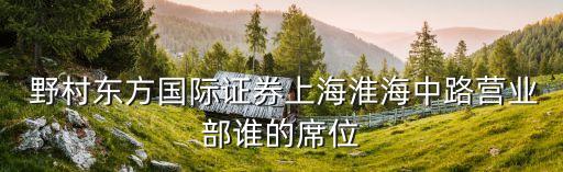  野村東方國際證券上?；春Ｖ新窢I業(yè)部誰的席位