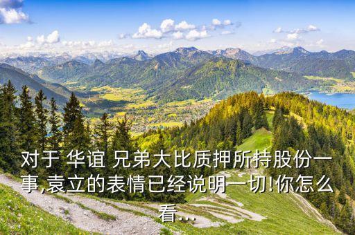 對于 華誼 兄弟大比質押所持股份一事,袁立的表情已經(jīng)說明一切!你怎么看...