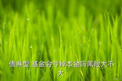  債券型 基金會虧掉本金嗎風(fēng)險(xiǎn)大不大