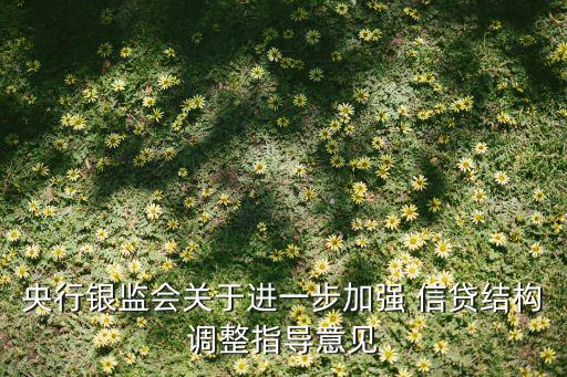 央行銀監(jiān)會關(guān)于進一步加強 信貸結(jié)構(gòu)調(diào)整指導(dǎo)意見