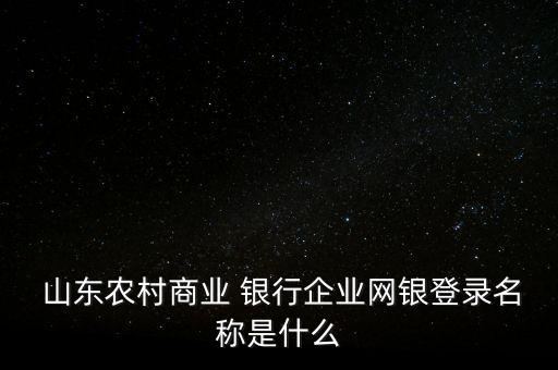  山東農村商業(yè) 銀行企業(yè)網銀登錄名稱是什么