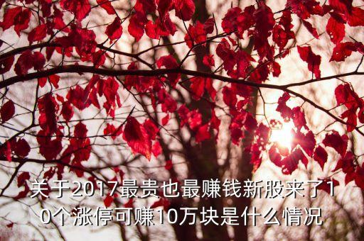 關(guān)于2017最貴也最賺錢新股來了10個漲?？少?0萬塊是什么情況