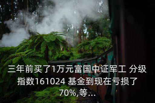 三年前買了1萬元富國中證軍工 分級(jí)指數(shù)161024 基金到現(xiàn)在虧損了70%,等...