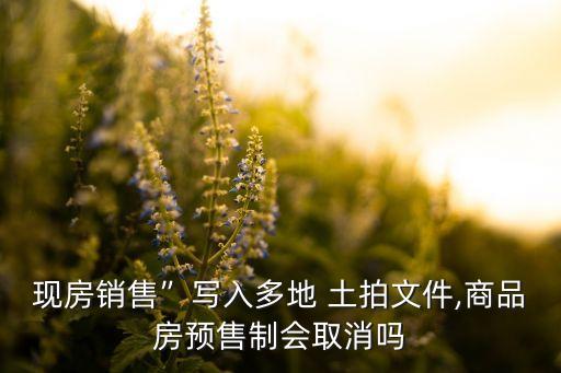 現(xiàn)房銷售”寫(xiě)入多地 土拍文件,商品房預(yù)售制會(huì)取消嗎