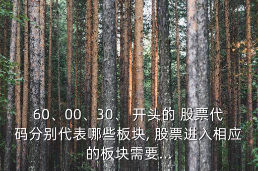 60、00、30、 開頭的 股票代碼分別代表哪些板塊, 股票進(jìn)入相應(yīng)的板塊需要...