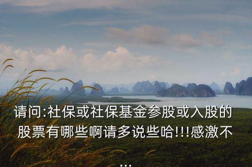 請(qǐng)問(wèn):社保或社?；饏⒐苫蛉牍傻?股票有哪些啊請(qǐng)多說(shuō)些哈!!!感激不...