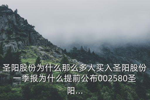 圣陽(yáng)股份為什么那么多人買入圣陽(yáng)股份一季報(bào)為什么提前公布002580圣陽(yáng)...