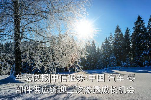 車(chē)壇快報(bào)|中信證券:中國(guó) 汽車(chē) 零部件供應(yīng)鏈迎二次滲透成長(zhǎng)機(jī)會(huì)