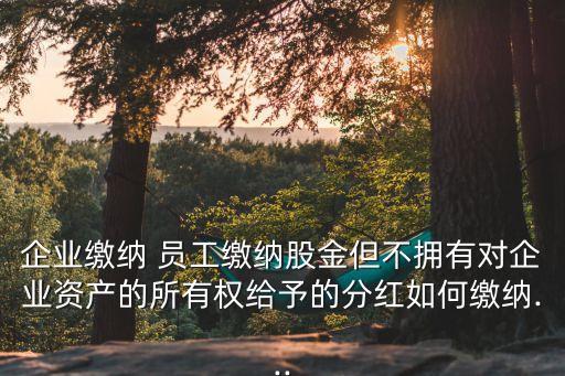 企業(yè)繳納 員工繳納股金但不擁有對企業(yè)資產(chǎn)的所有權給予的分紅如何繳納...