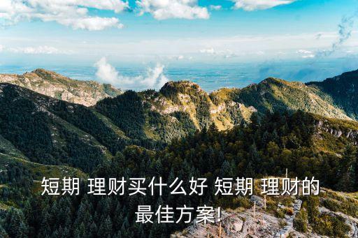  短期 理財(cái)買什么好 短期 理財(cái)?shù)淖罴逊桨?