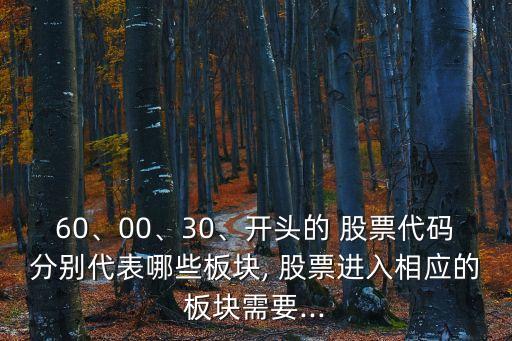 60、00、30、開頭的 股票代碼分別代表哪些板塊, 股票進(jìn)入相應(yīng)的板塊需要...
