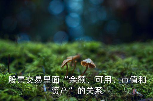  股票交易里面“余額、可用、市值和 資產(chǎn)”的關(guān)系