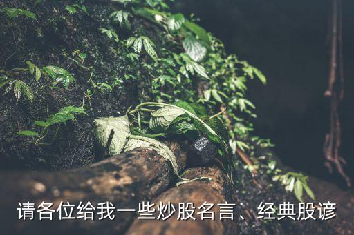 請各位給我一些炒股名言、經(jīng)典股諺