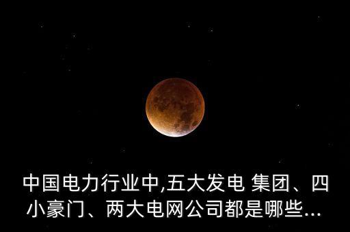 中國電力行業(yè)中,五大發(fā)電 集團、四小豪門、兩大電網(wǎng)公司都是哪些...