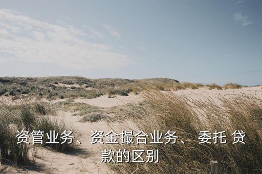 資管業(yè)務(wù)、資金撮合業(yè)務(wù)、 委托 貸款的區(qū)別