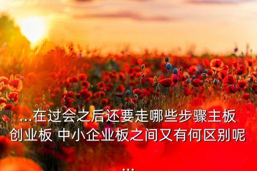...在過會(huì)之后還要走哪些步驟主板創(chuàng)業(yè)板 中小企業(yè)板之間又有何區(qū)別呢...