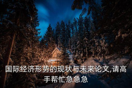 國際經(jīng)濟(jì)形勢(shì)的現(xiàn)狀與未來論文,請(qǐng)高手幫忙急急急