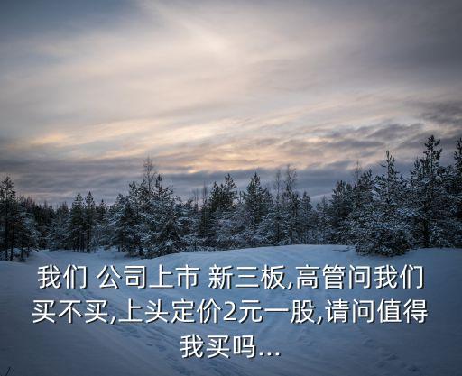 我們 公司上市 新三板,高管問(wèn)我們買不買,上頭定價(jià)2元一股,請(qǐng)問(wèn)值得我買嗎...