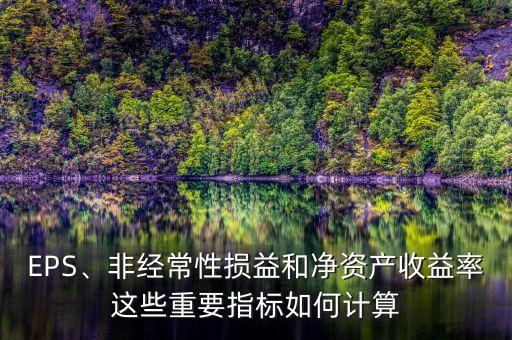 EPS、非經常性損益和凈資產收益率這些重要指標如何計算