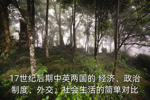 17世紀(jì)后期中英兩國(guó)的 經(jīng)濟(jì)、政治制度、外交、社會(huì)生活的簡(jiǎn)單對(duì)比