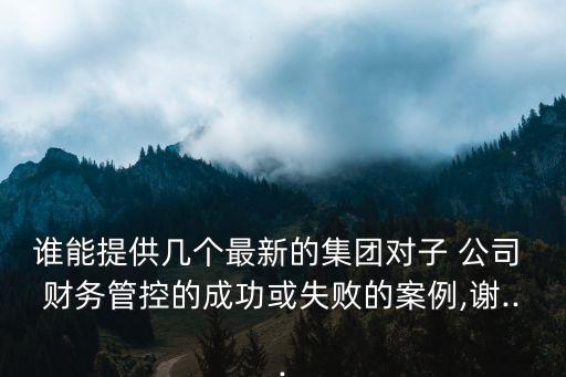 誰能提供幾個(gè)最新的集團(tuán)對(duì)子 公司 財(cái)務(wù)管控的成功或失敗的案例,謝...