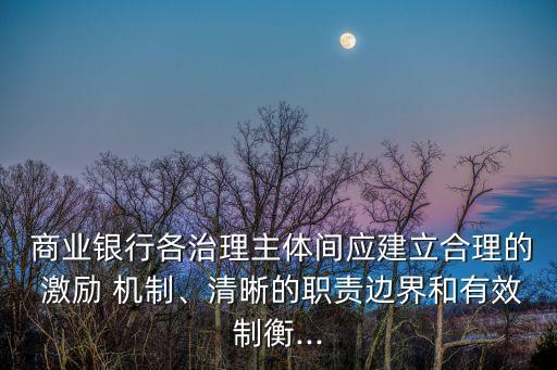  商業(yè)銀行各治理主體間應(yīng)建立合理的 激勵 機制、清晰的職責(zé)邊界和有效制衡...
