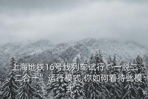  上海地鐵16號(hào)線(xiàn)列車(chē)試行“一脫二、二合一”運(yùn)行模式,你如何看待此模式...