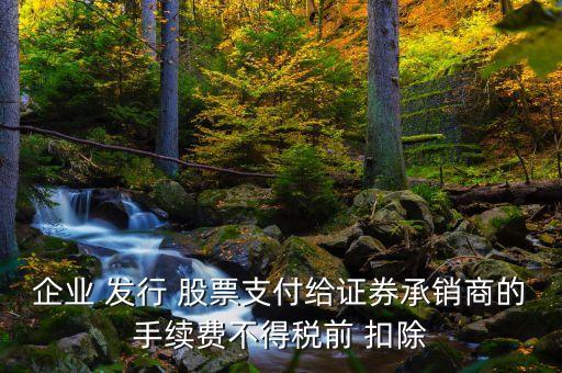 企業(yè) 發(fā)行 股票支付給證券承銷(xiāo)商的手續(xù)費(fèi)不得稅前 扣除