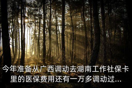 今年準(zhǔn)備從廣西調(diào)動(dòng)去湖南工作社?？ɡ锏尼t(yī)保費(fèi)用還有一萬多調(diào)動(dòng)過...