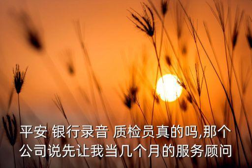 平安 銀行錄音 質(zhì)檢員真的嗎,那個公司說先讓我當幾個月的服務(wù)顧問
