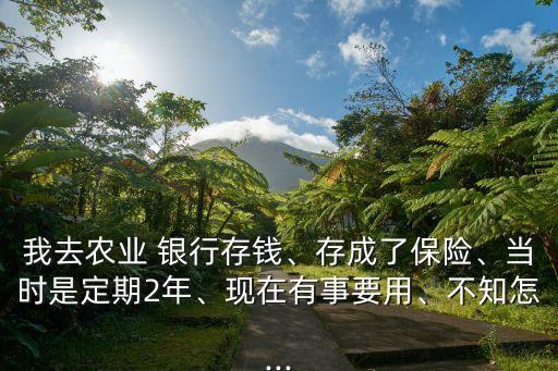 我去農(nóng)業(yè) 銀行存錢、存成了保險(xiǎn)、當(dāng)時(shí)是定期2年、現(xiàn)在有事要用、不知怎...