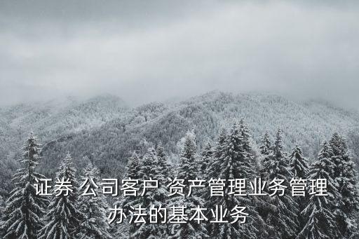  證券 公司客戶 資產(chǎn)管理業(yè)務管理辦法的基本業(yè)務