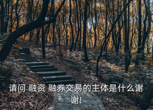 請(qǐng)問(wèn) 融資 融券交易的主體是什么謝謝!