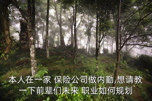 本人在一家 保險(xiǎn)公司做內(nèi)勤,想請(qǐng)教一下前輩們未來 職業(yè)如何規(guī)劃
