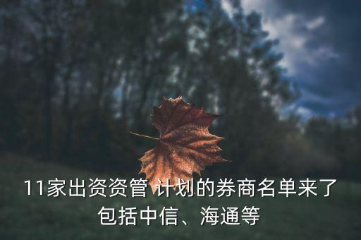 11家出資資管 計劃的券商名單來了包括中信、海通等