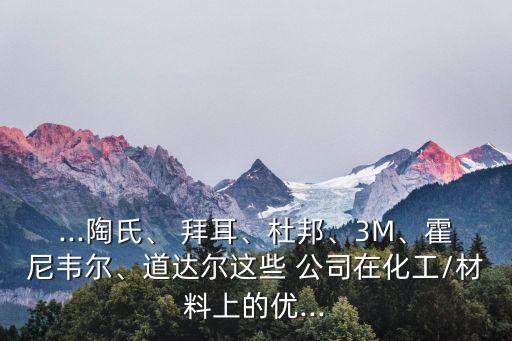 ...陶氏、 拜耳、杜邦、3M、霍尼韋爾、道達(dá)爾這些 公司在化工/材料上的優(yōu)...