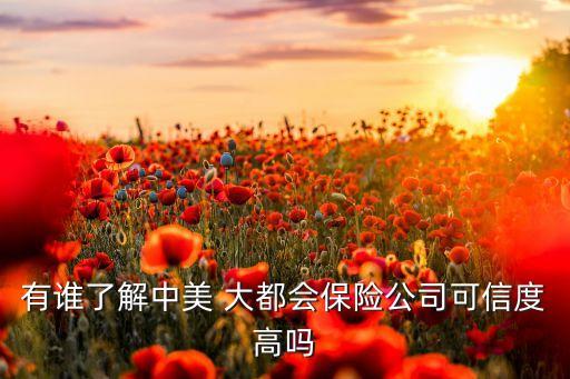 有誰了解中美 大都會保險(xiǎn)公司可信度高嗎