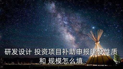 研發(fā)設計 投資項目補助申報建設性質和 規(guī)模怎么填