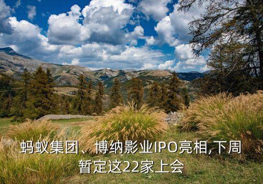 螞蟻集團(tuán)、博納影業(yè)IPO亮相,下周暫定這22家上會