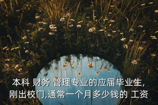 本科 財(cái)務(wù) 管理專(zhuān)業(yè)的應(yīng)屆畢業(yè)生,剛出校門(mén),通常一個(gè)月多少錢(qián)的 工資