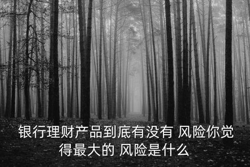  銀行理財產(chǎn)品到底有沒有 風險你覺得最大的 風險是什么